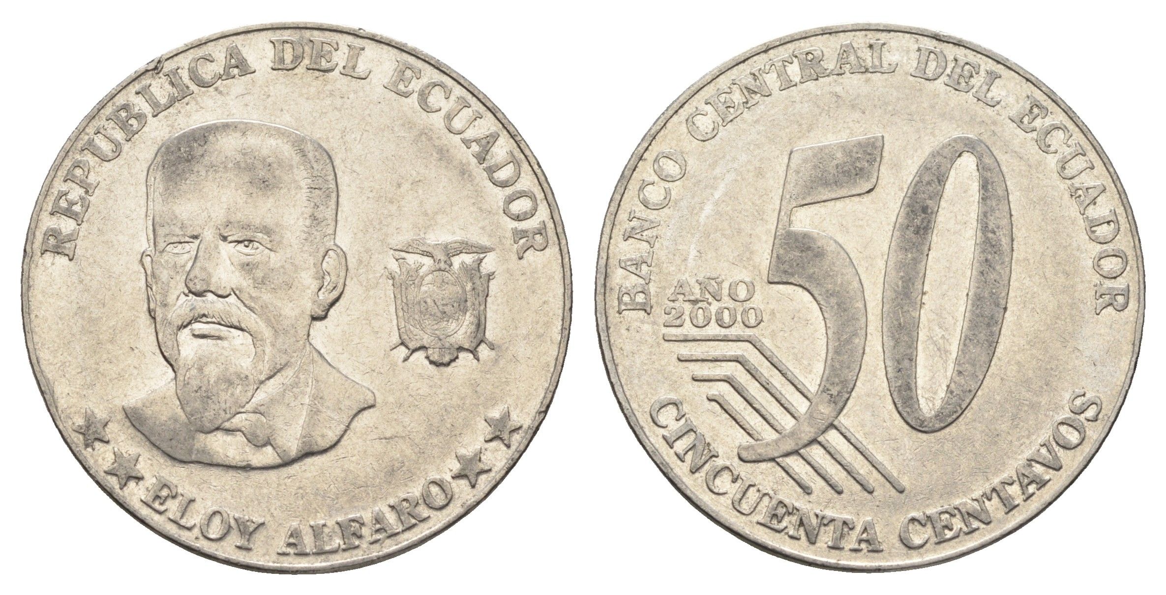 Эквадор 50 сентаво 2000 KM 108 нержавеющая сталь 4661-1115