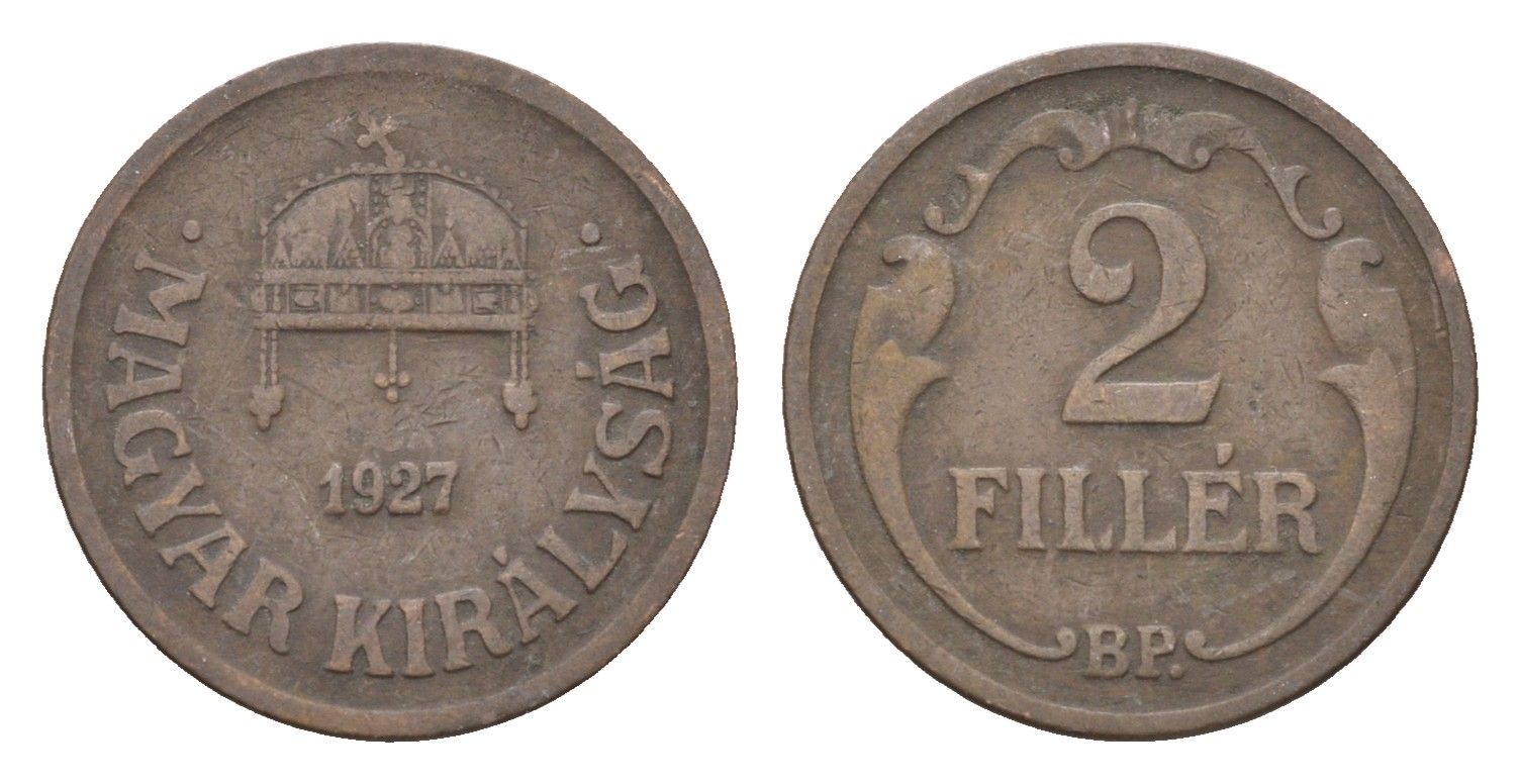 Венгрия 2 филлера 1927 BP KM 506 бронза 4664-838