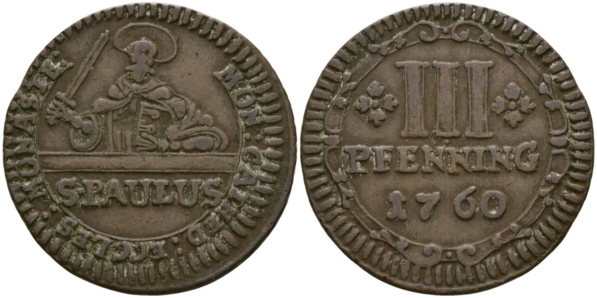 Мюнстер 3 пфеннига 1760 KM 430 медь 272-242