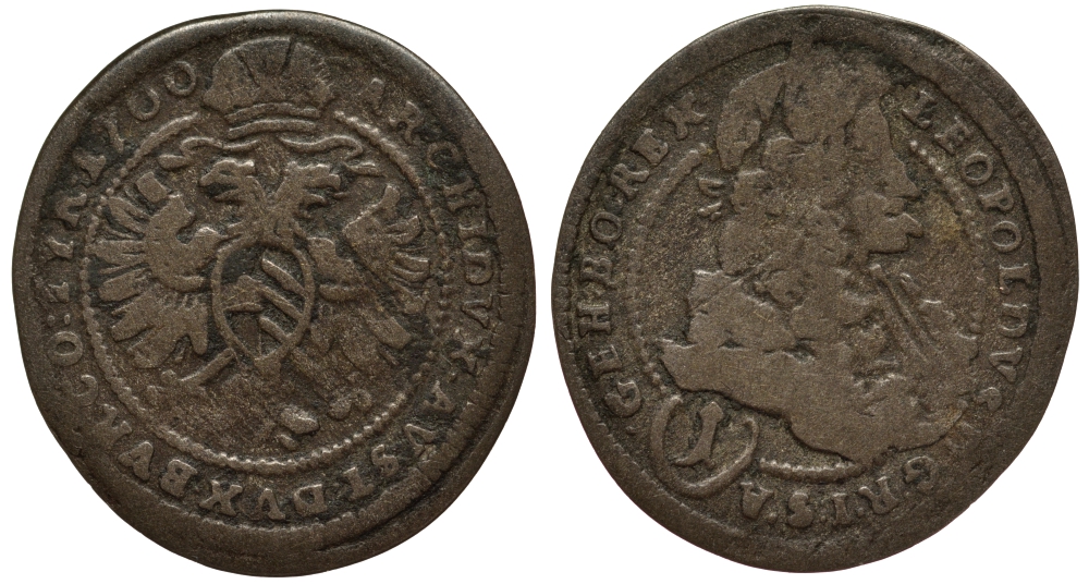 Австрия, Священная Римская империя 1 крейцер 1700 Леопольд I ( 1657-1705) KM 1280 серебро 1517-642