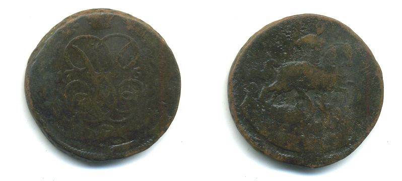 РОССИЯ 1 КОПЕЙКА 1759 медь 61-415