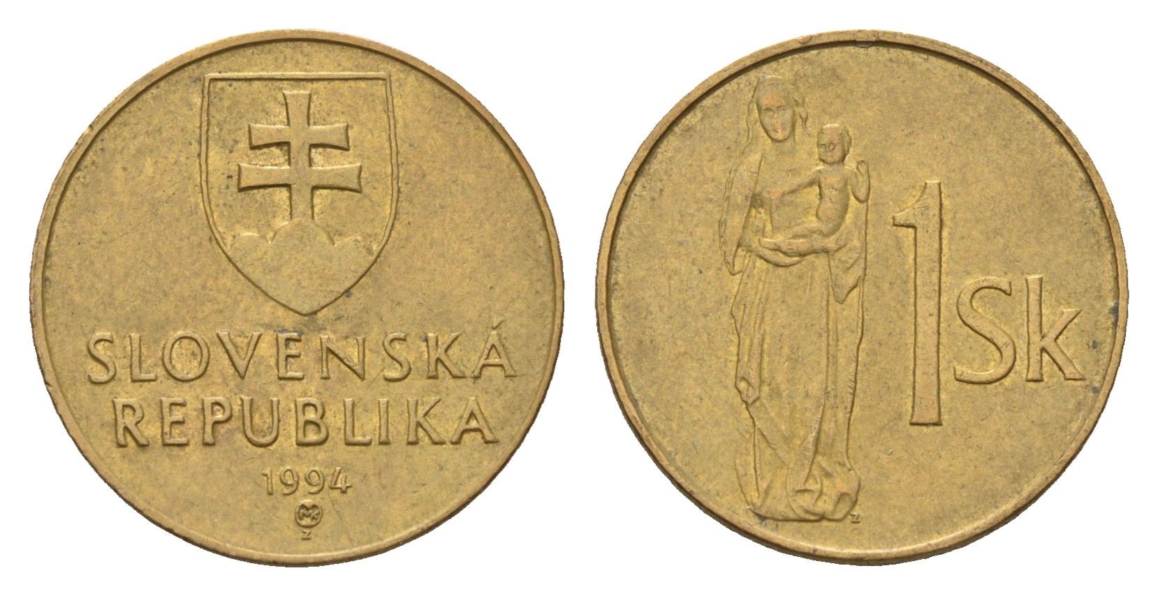 Словакия 1 крона 1994 KM 12 сталь плакированная бронзой 4702-463
