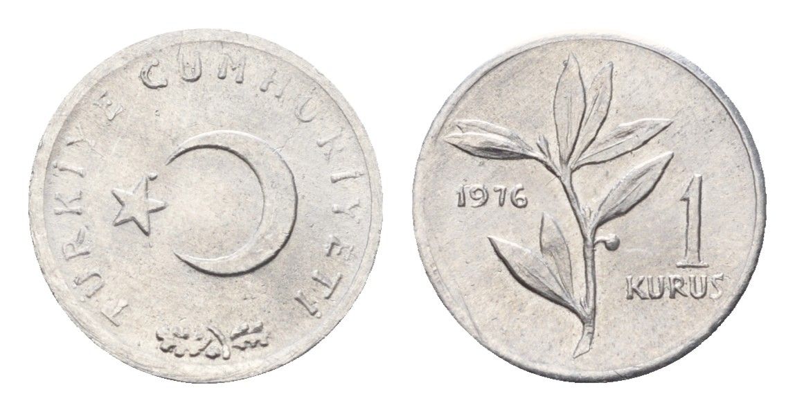 Турция 1 куруш 1976 KM 895b алюминий UNC 45-1115