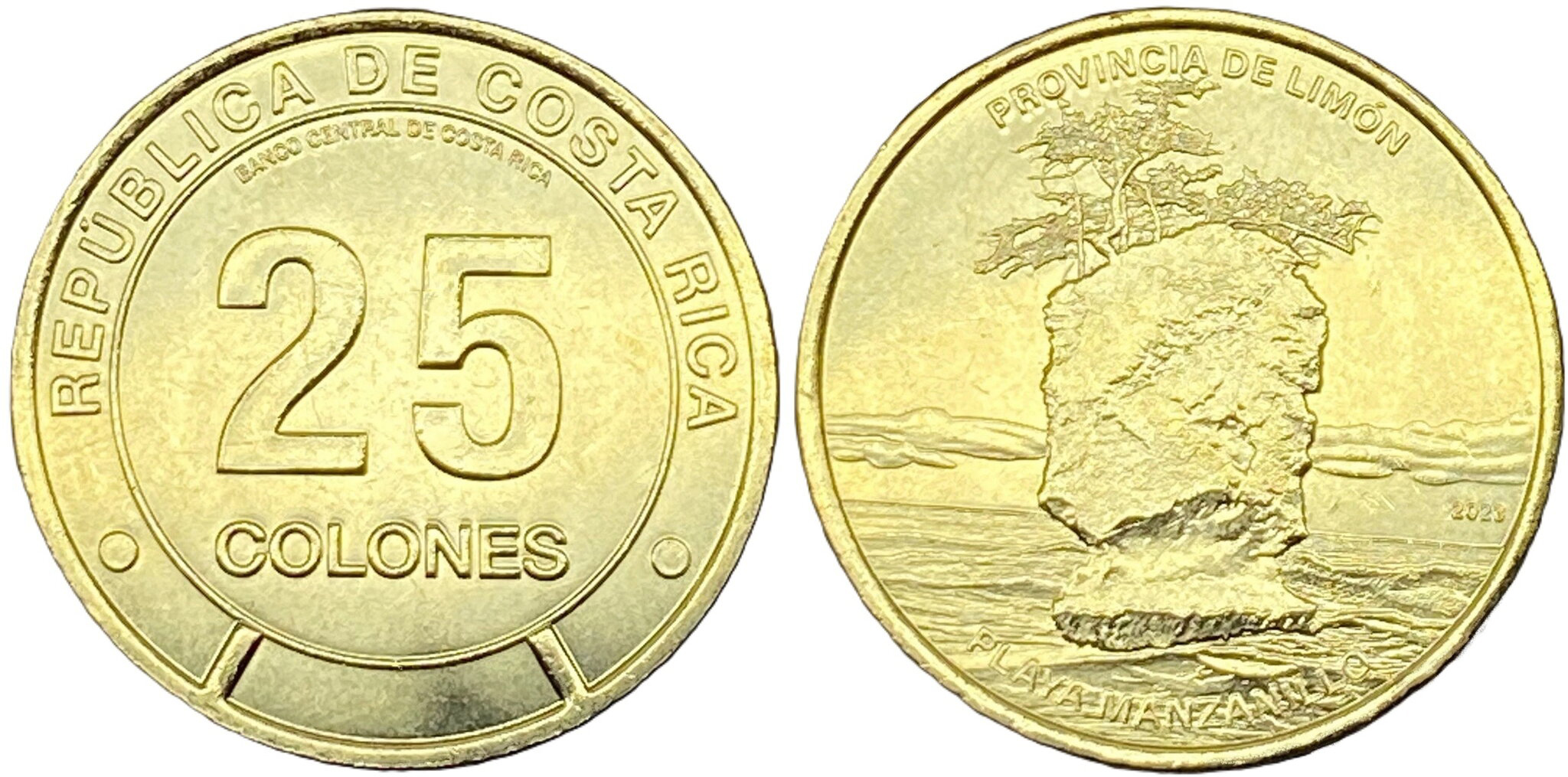 Коста-Рика 25 колонов 2023 серия провинции, Лимон KM NEW медь никель цинк  UNC  M69-09