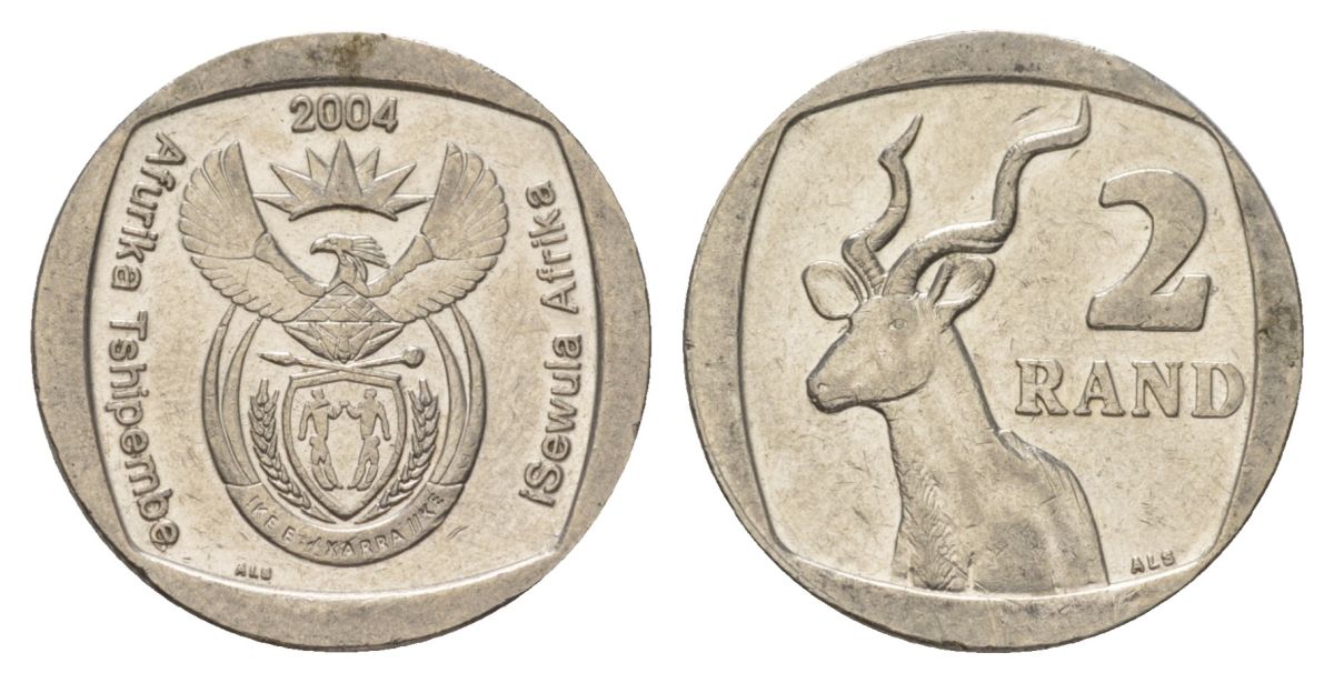 ЮАР 2 ранда 2004 KM 336 медь плакированная никелем 4628-112
