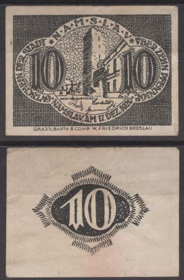 Намслау 10 пфеннигов 1920 DeNG 2 N2.1a бумага 8612-34-2-1