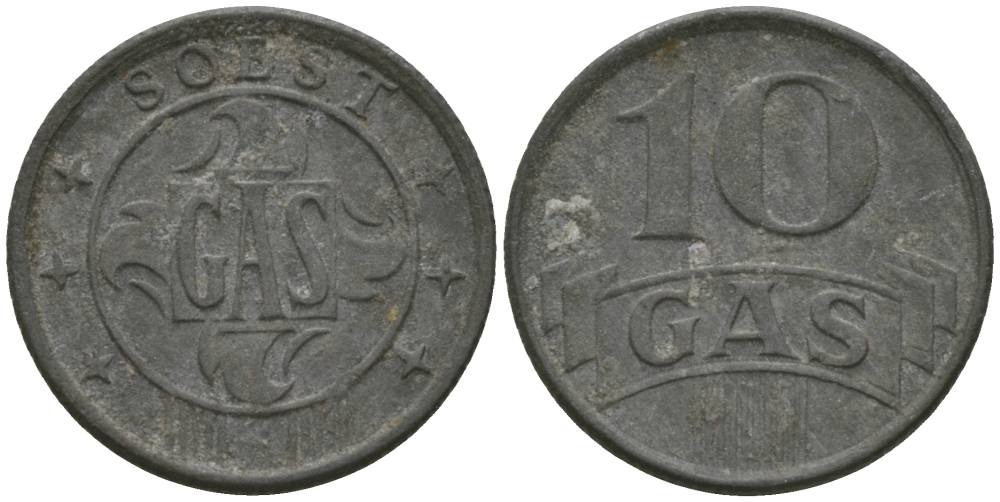 ГЕРМАНИЯ ЖЕТОН НА 10 ЛИТРОВ ГАЗА ND GAS, SOEST, ДИАМЕТР 16 ММ. цинк 99-527