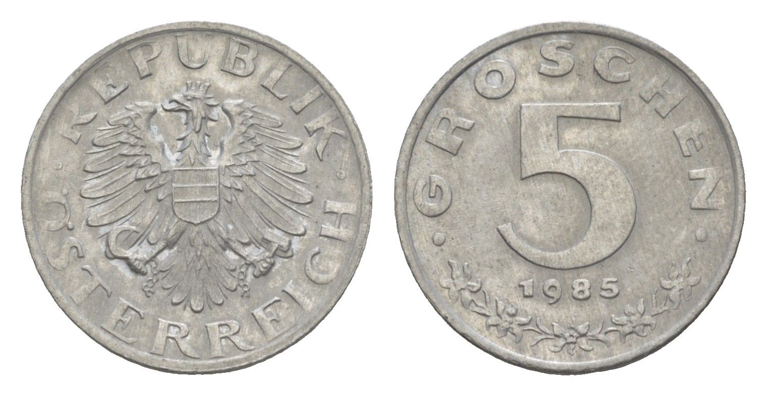 Австрия 5 грошей 1985 KM 2875 цинк 4567-1065