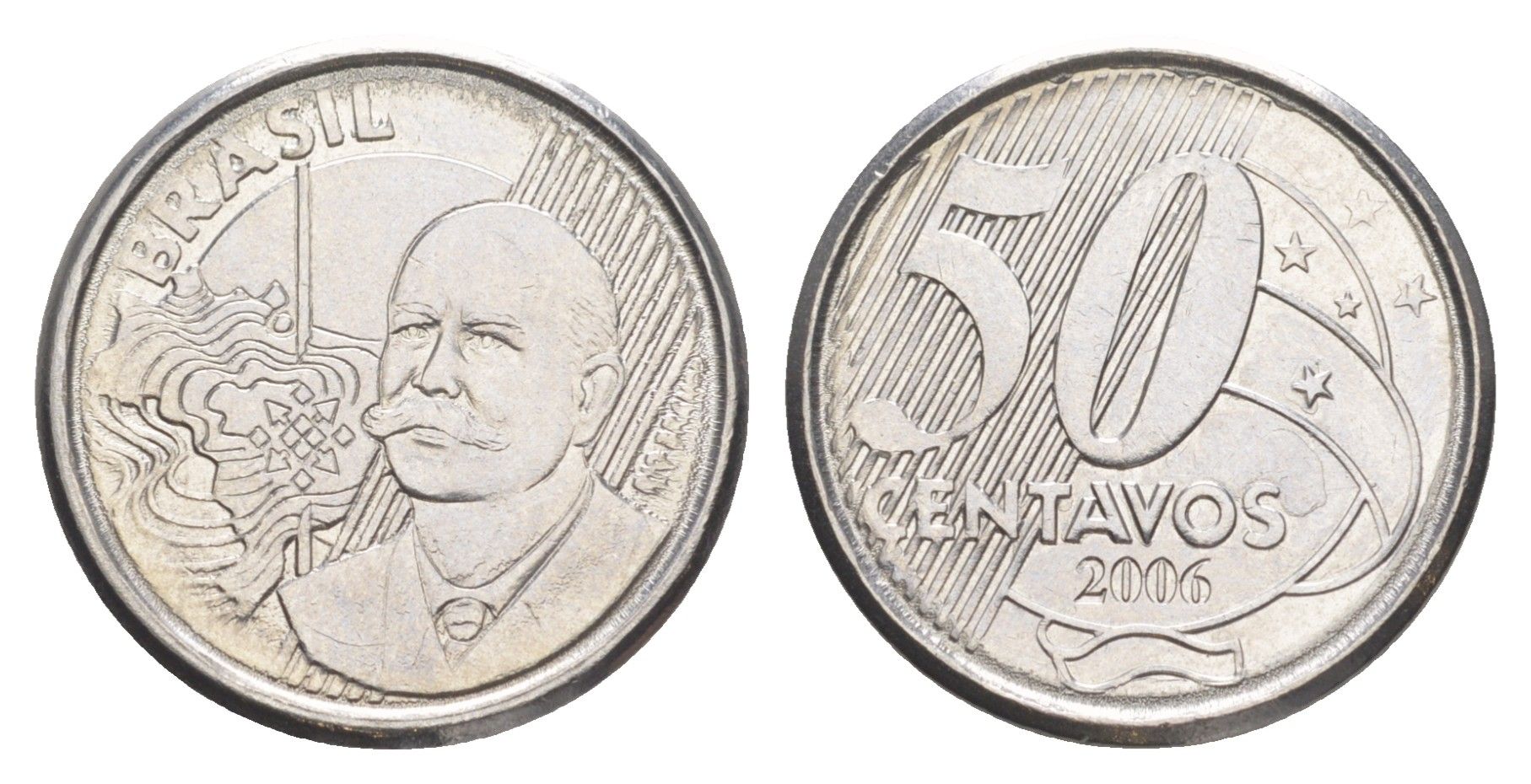 Бразилия 50 сентаво 2006 KM 651a нержавеющая сталь 4642-1143