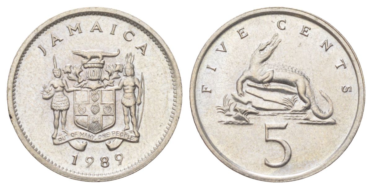 Ямайка 5 центов 1989 KM 46 медно-никель UNC 4617-846