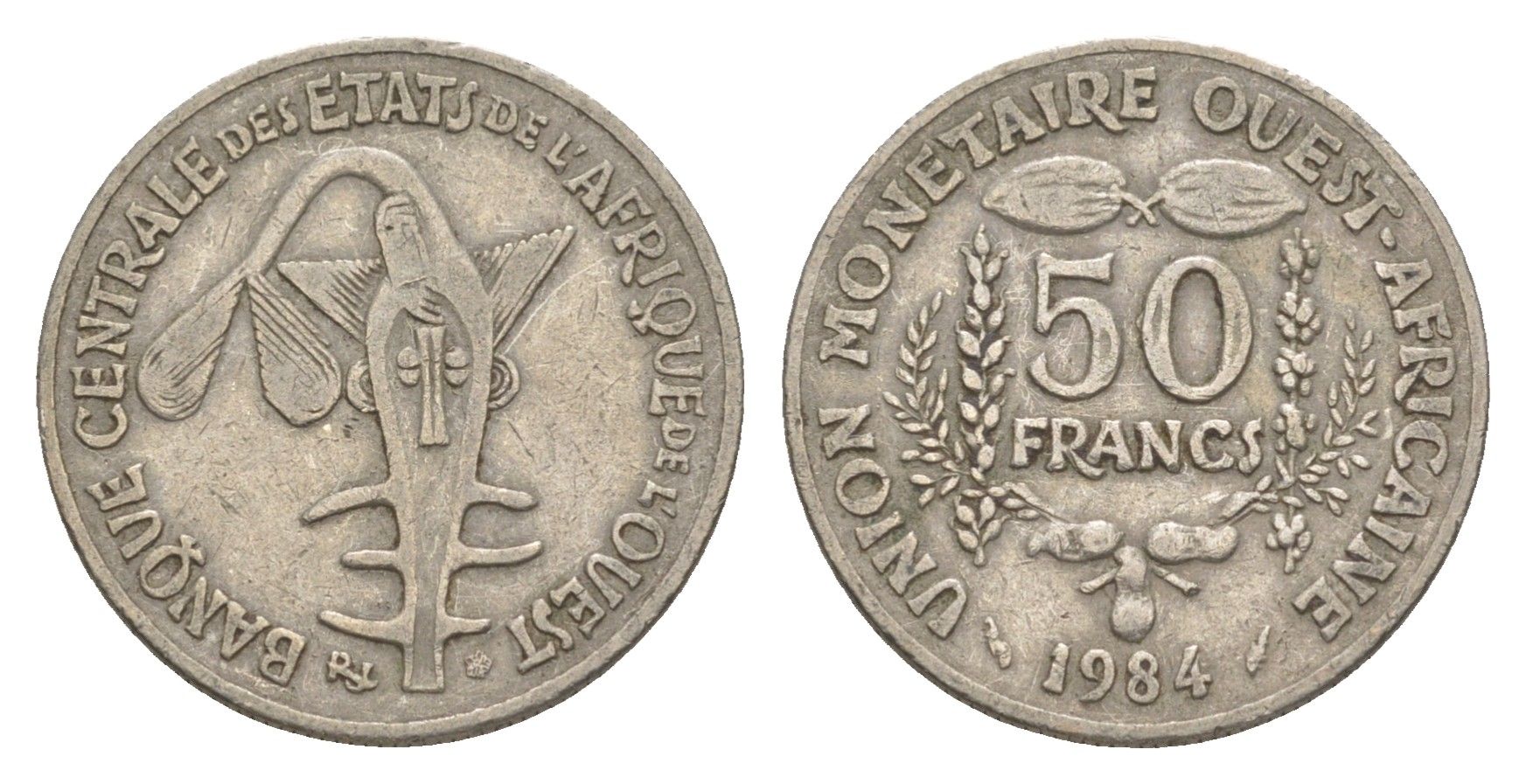 Западная Африка (BCEAO) 50 франков 1984 KM 6 медно-никель 4611-352
