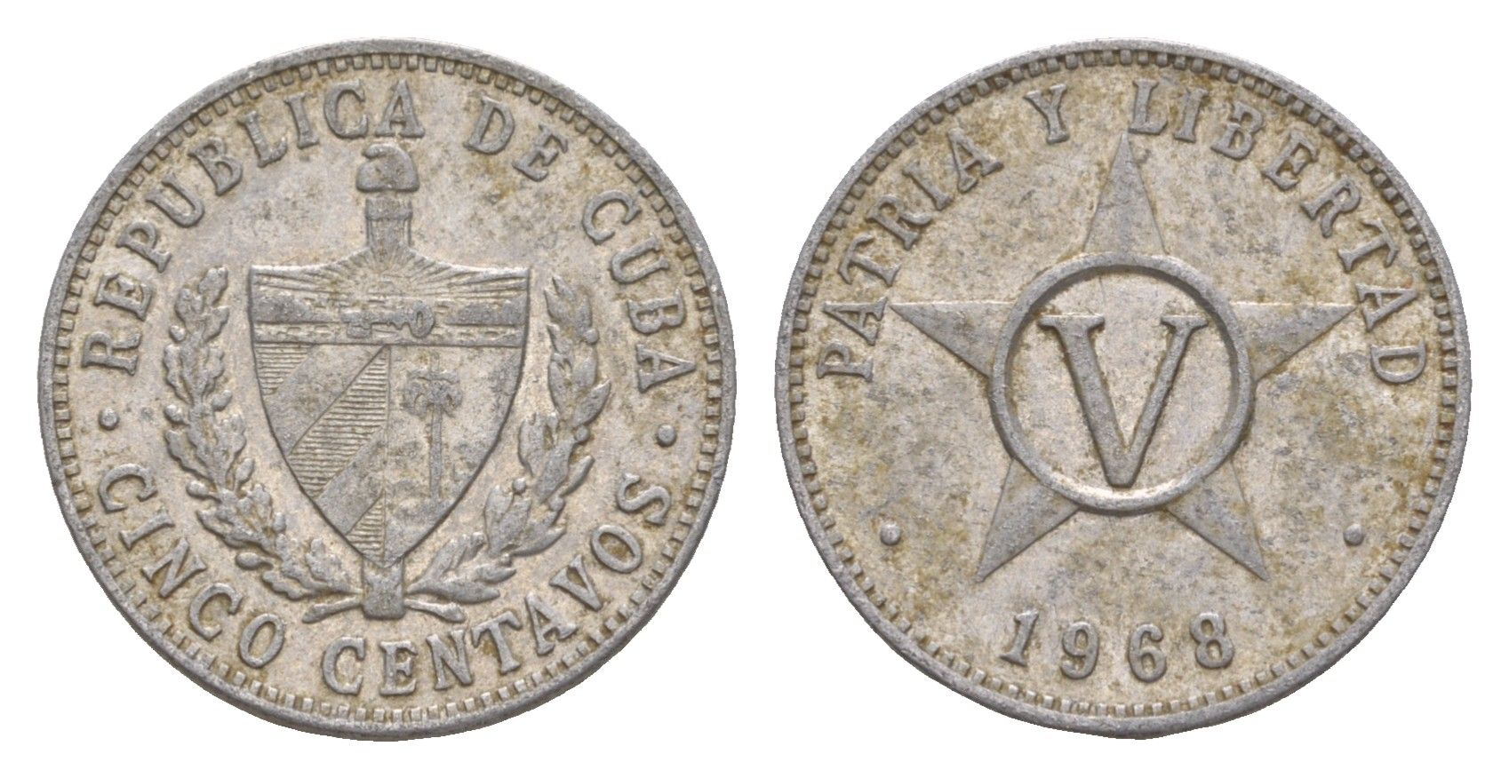 Куба 5 сентаво 1968 KM 34 алюминий 4649-735