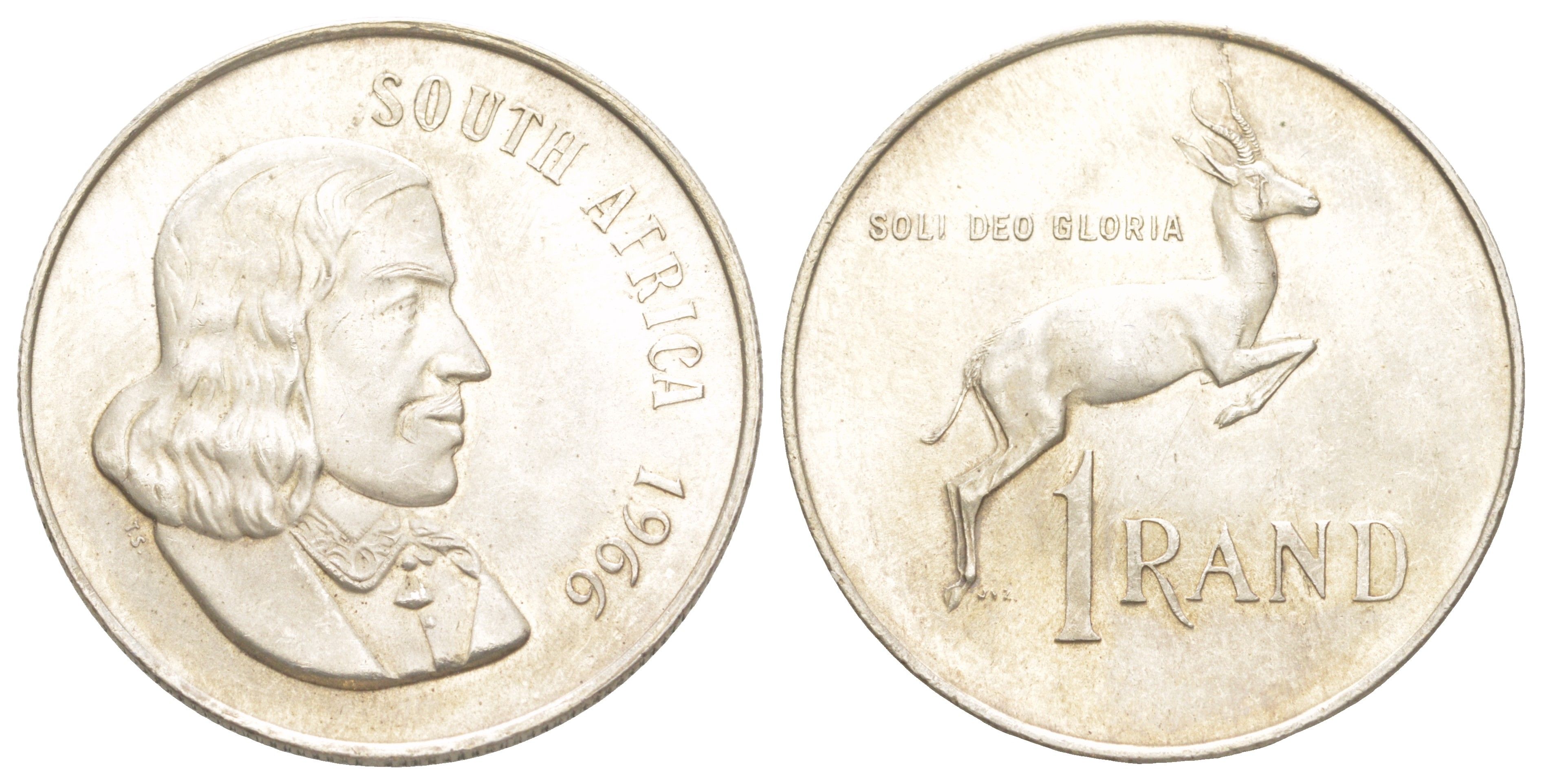 ЮАР 1 ранд 1966 KM 71.1 серебро UNC 4178-914