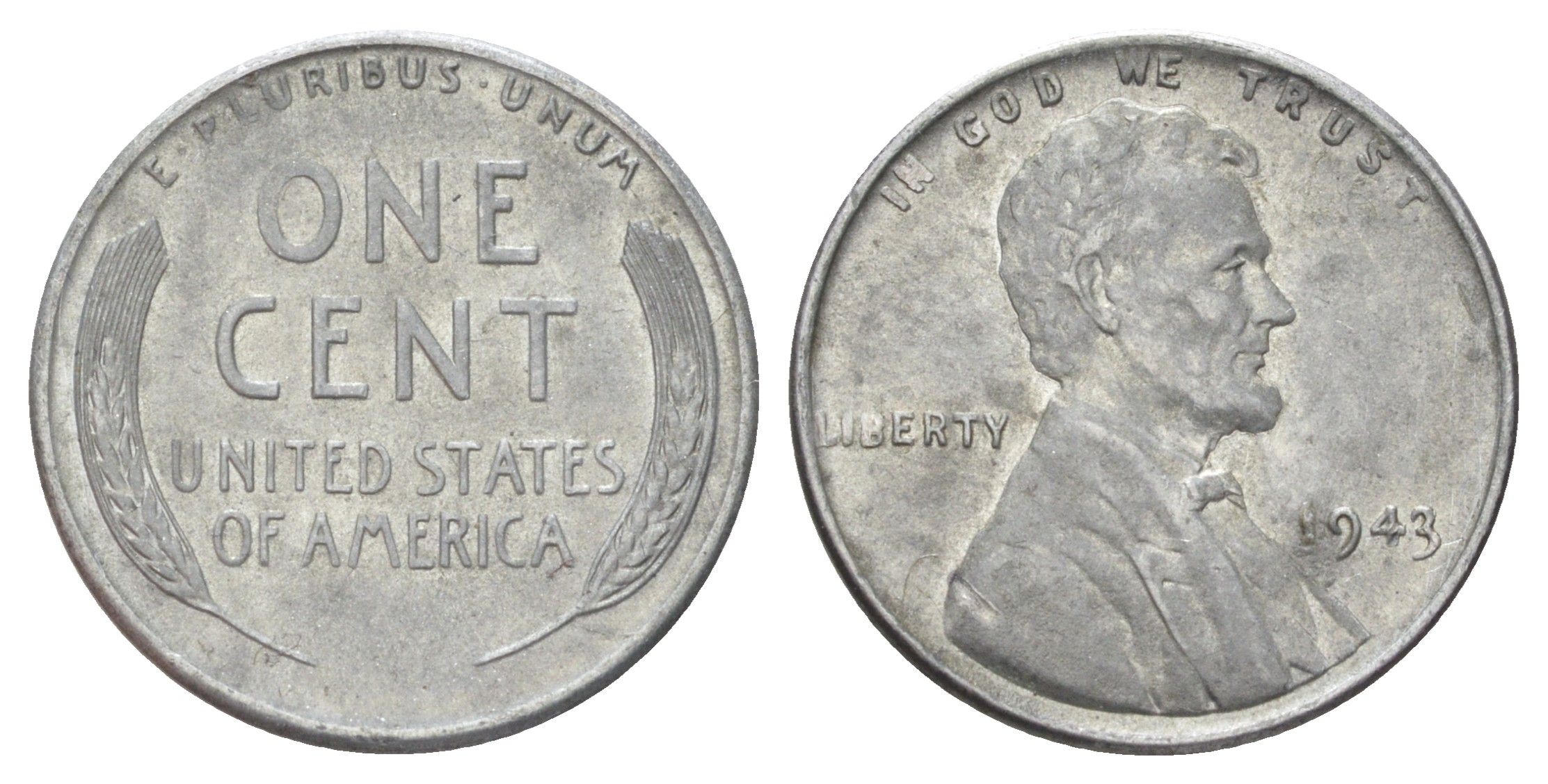 США 1 цент 1943 KM 132a сталь плакированная цинком 4668-938