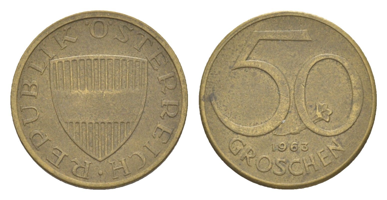 Австрия 50 грошей 1963 KM 2885 алюминиевая бронза 4136-1246
