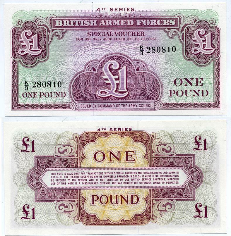 АНГЛИЯ 1 ФУНТ 1962 ДЛЯ ВООРУЖЕННЫХ СИЛ, ЧЕТВЕРТЫЙ ВЫПУСК Pick М 36 бумага UNC (ПРЕСС) 6317-43-3