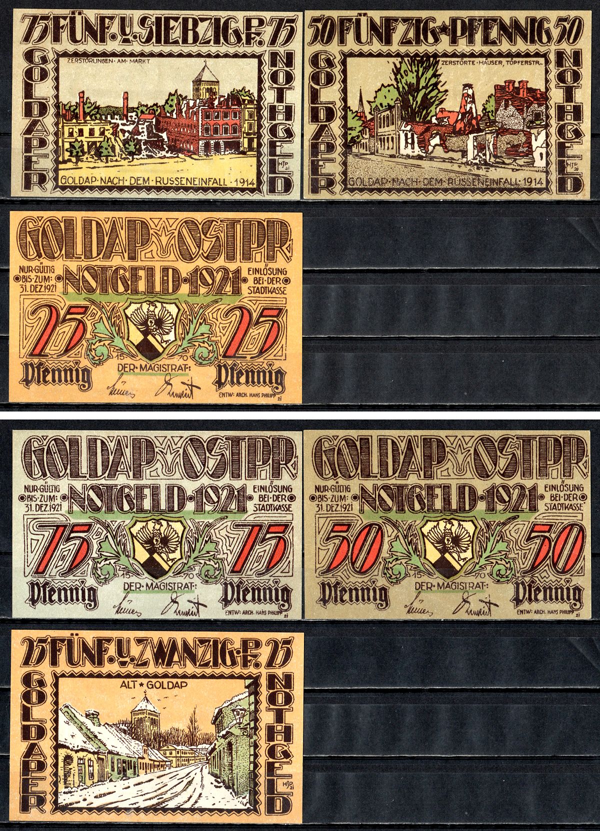 Голдап (Пруссия) набор из 3 нотгельдов ND (1921) 7556-11-3-2