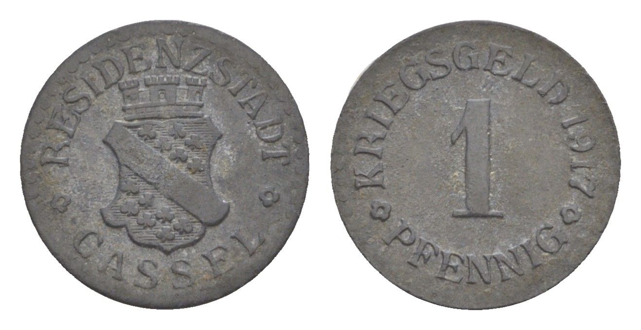 Кассель 1 пфенниг 1917 Funck 78.1, Men05 4302.1, Men18 5464.1 цинк 4580-233