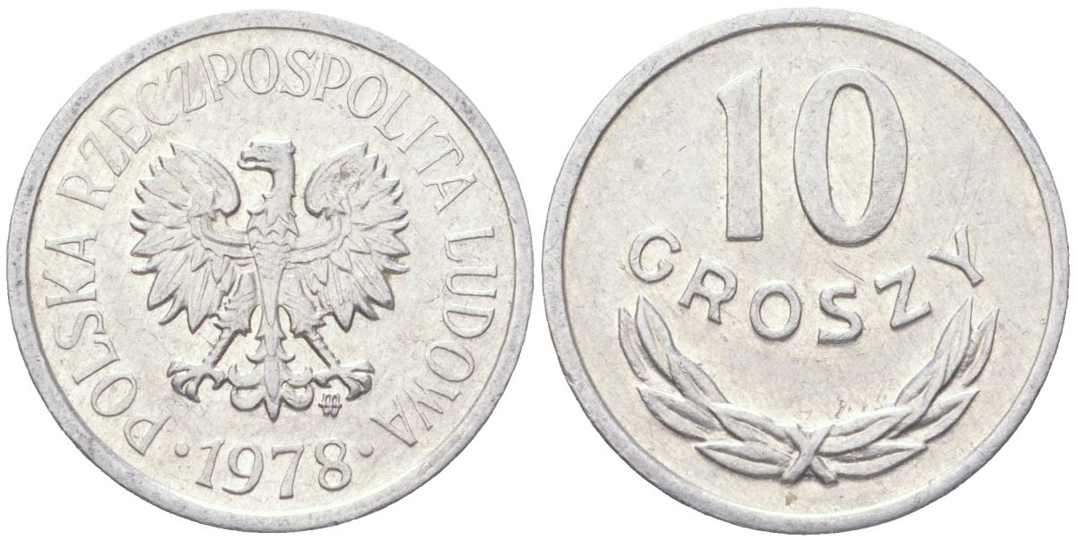 Польша 10 грошей 1978 Y AA47 алюминий aUNC 4614-629