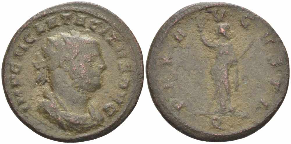 Римская Империя аврелианиан 275 Тацит PAX AVGVSTI Сисция Very fine RIC 151 бронза 1073-17-12