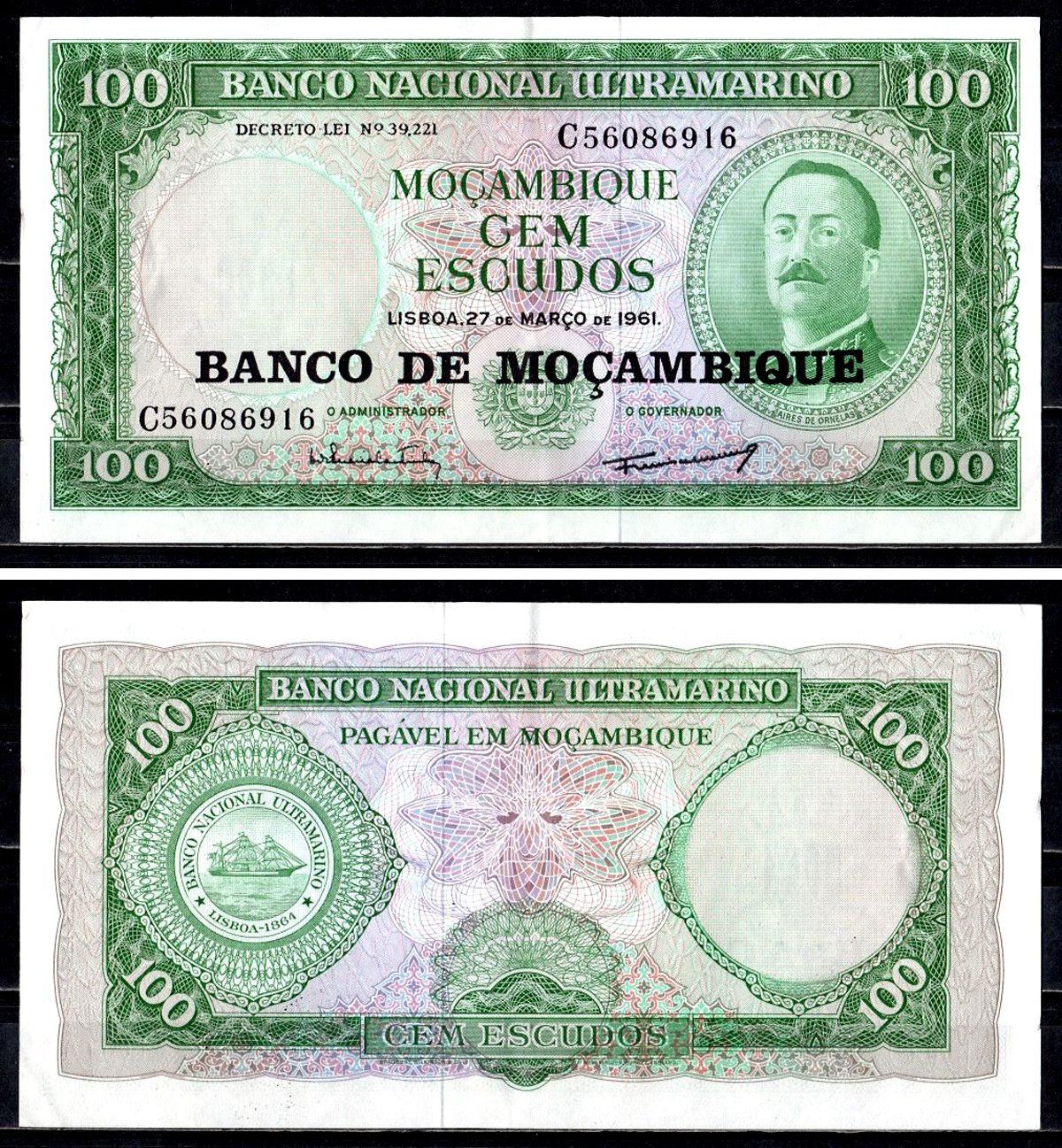 Мозамбик 100 эскудо 1976 Pick 117 a бумага 8605-16-3-2