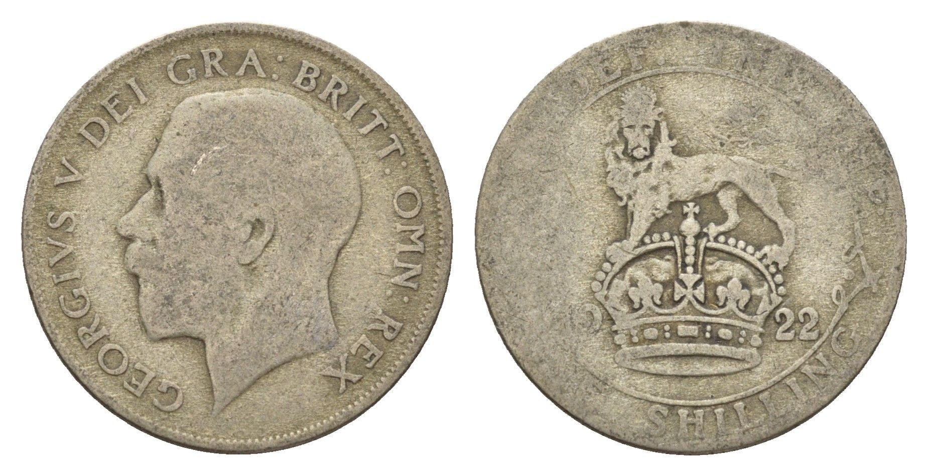 Великобритания 1 шиллинг 1922 Георг V (1910-1936) KM 816a, Spink 4023 серебро 181-142