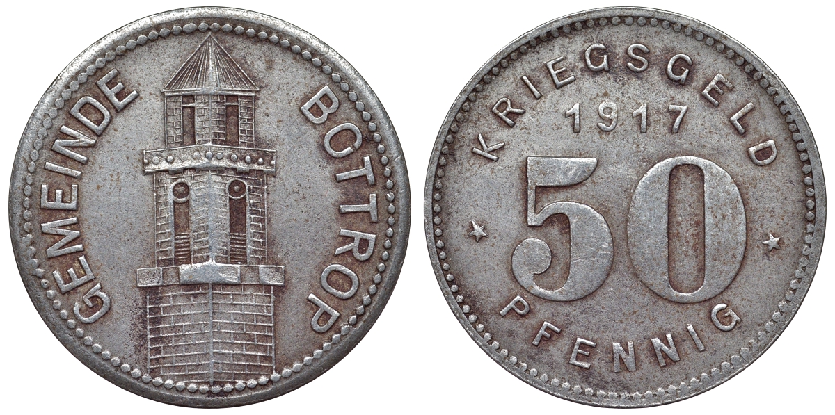 Германия, Ботроп 50 пфеннигов 1917 северный Рейн-Вестфалия, нотгельд железо 4121-512