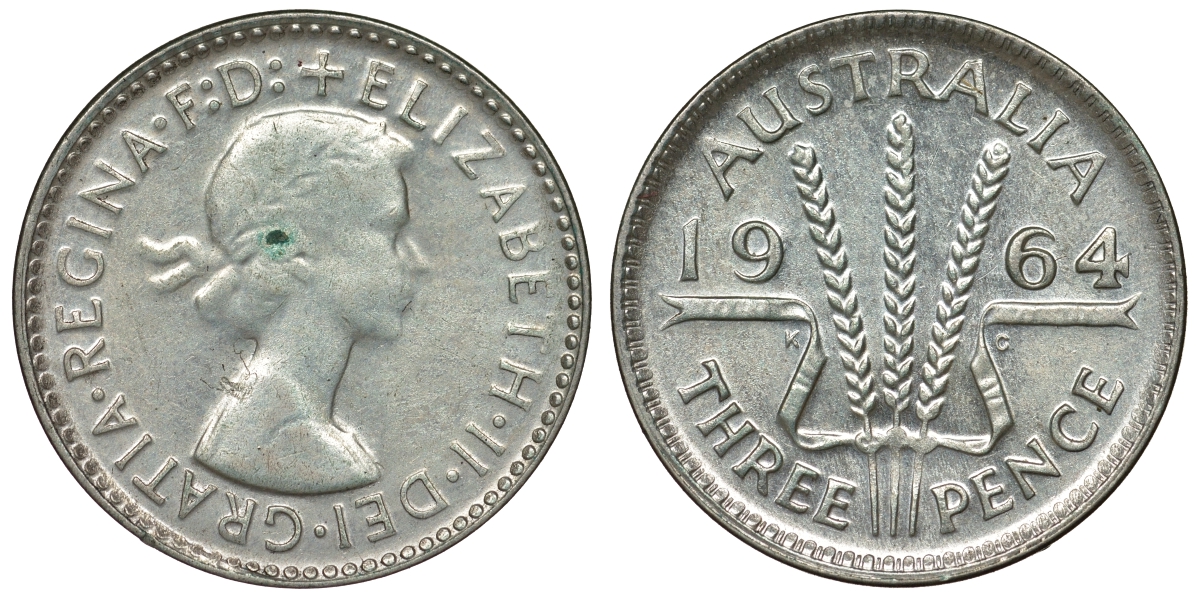 Австралия 3 пенса 1964 Елизавета II (1952-2022) KM 57 серебро 71-968