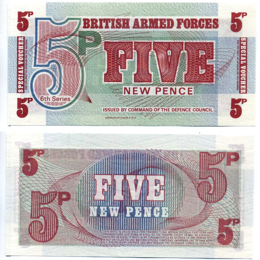 Англия 5 пенсов 1972 для армии, шестой выпуск Pick М44 бумага UNC (пресс) 7204-39-1-2