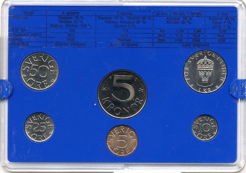 Швеция набор монетного двора из 6 монет 1981 в пластике, Карл XVI Густав (1973- ) KM MS19 UNC 4-3-7-178