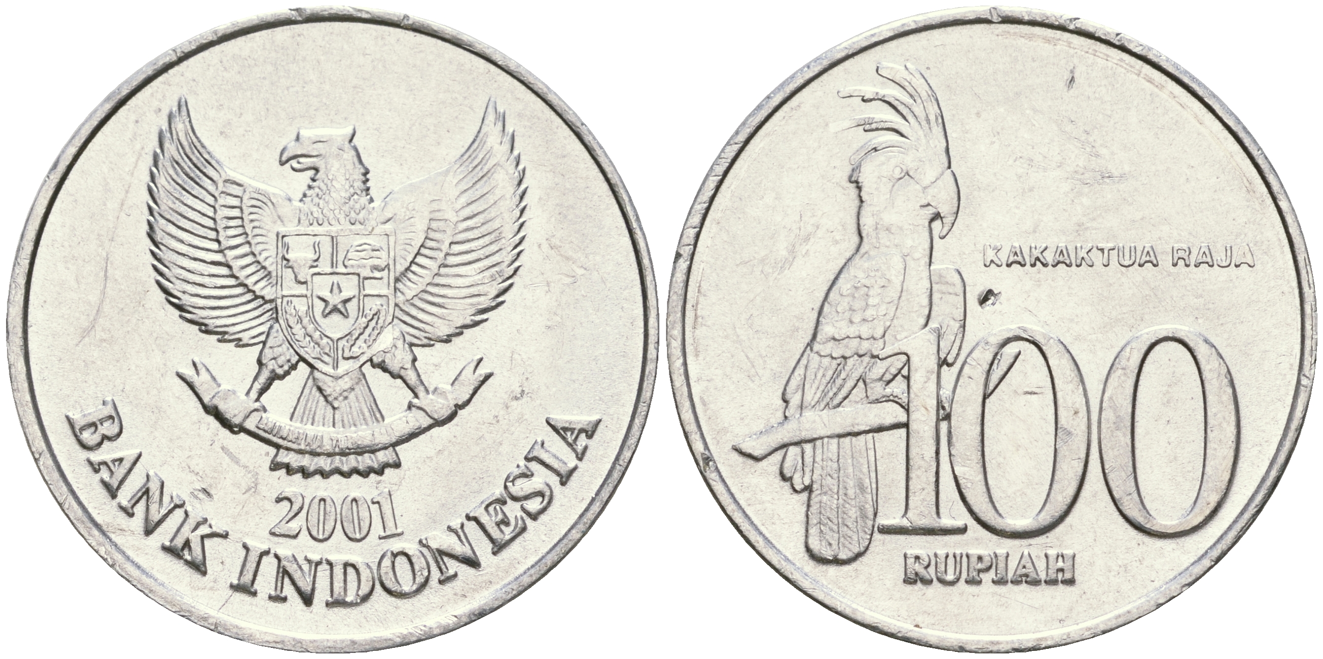 Индонезия 100 рупий 2001 черный пальмовый какаду KM 61 алюминий 4364-3022