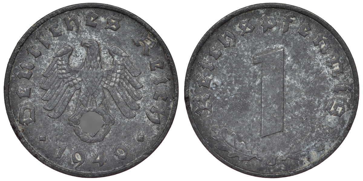 Германия 1 рейхспфенниг 1940 J KM 97, J. 369 цинк 4124-212