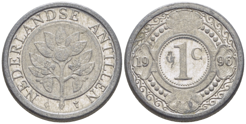 Нидерландские Антилы 1 цент 1996 Беатрикс (1980-2013) KM 32 алюминий 66-956
