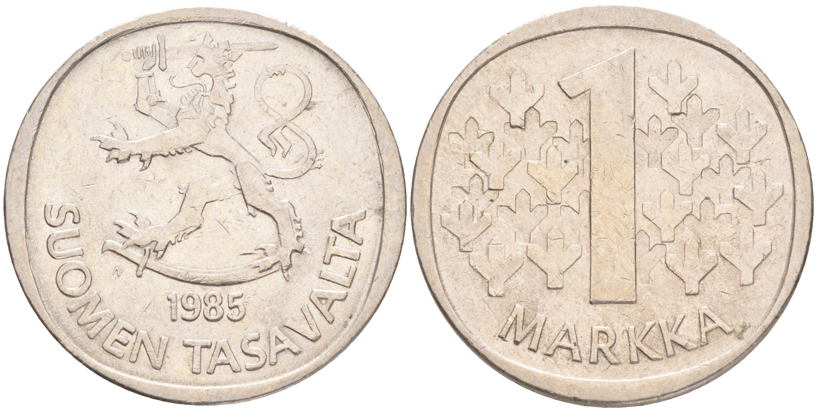 ФИНЛЯНДИЯ 1 МАРКА 1985 N KM 49а медно-никель 4556-731