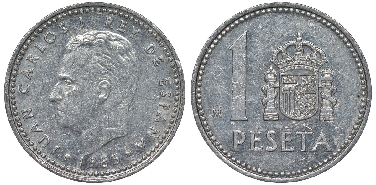 Испания 1 песета 1985 M, Хуан Карлос I (1975-2014) KM 821 алюминий 4128-1034