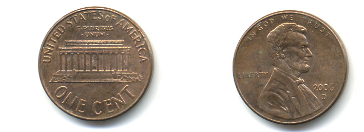 США 1 ЦЕНТ 2006 D ЛИНКОЛЬН KM 201b цинк плакированный медью 179-564