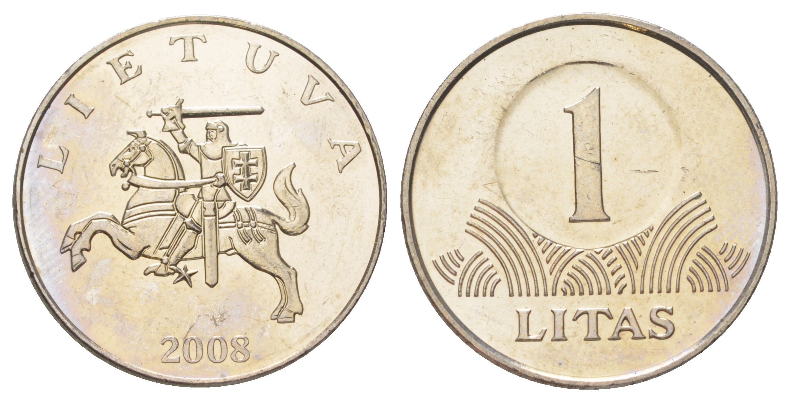 Литва 1 лит 2008 KM 111 медно-никель UNC 4624-715