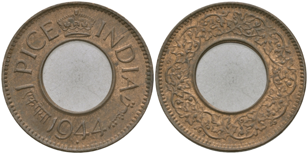 Британская Индия 1 пайс 1944 Георг VI (1936-1952) KM 533 бронза 33-1115