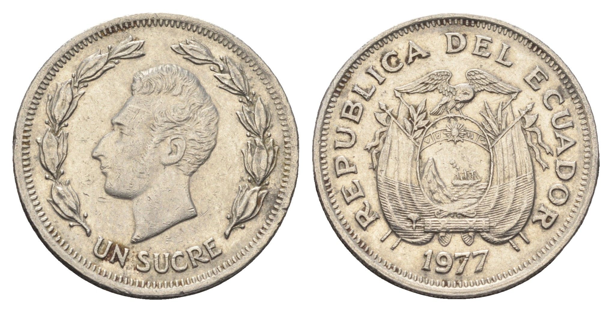 Эквадор 1 сукре 1977 KM 83 сталь плакированная никелем 4663-745