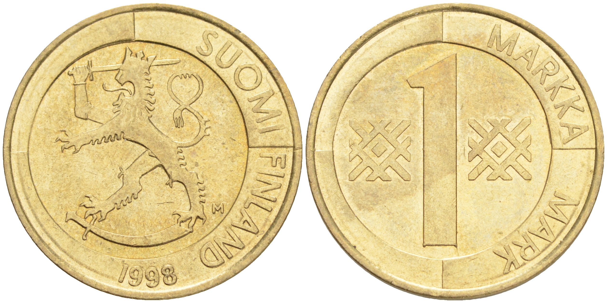 ФИНЛЯНДИЯ 1 МАРКА 1998 M KM 76 алюминиевая бронза 4556-722