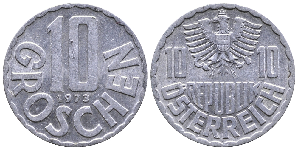 АВСТРИЯ 10 ГРОШЕЙ 1973 KM 2878 алюминий 26-1167