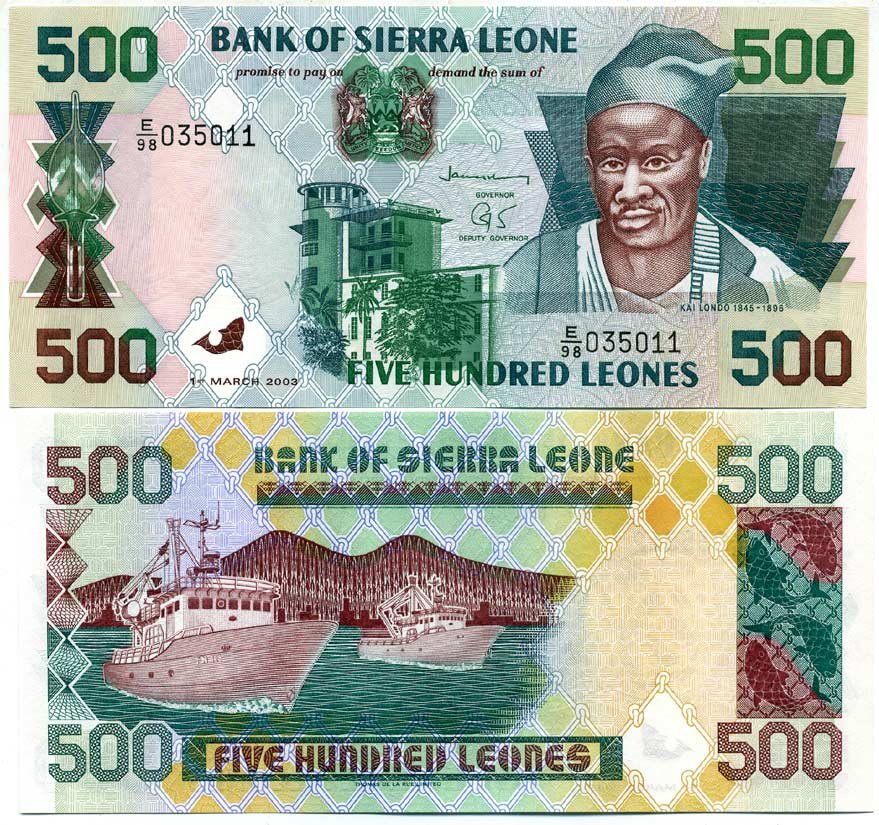 Сьерра-Леоне 500 леоне 2003 Кай Лондо Pick 23 c бумага UNC (пресс) 448-129-2