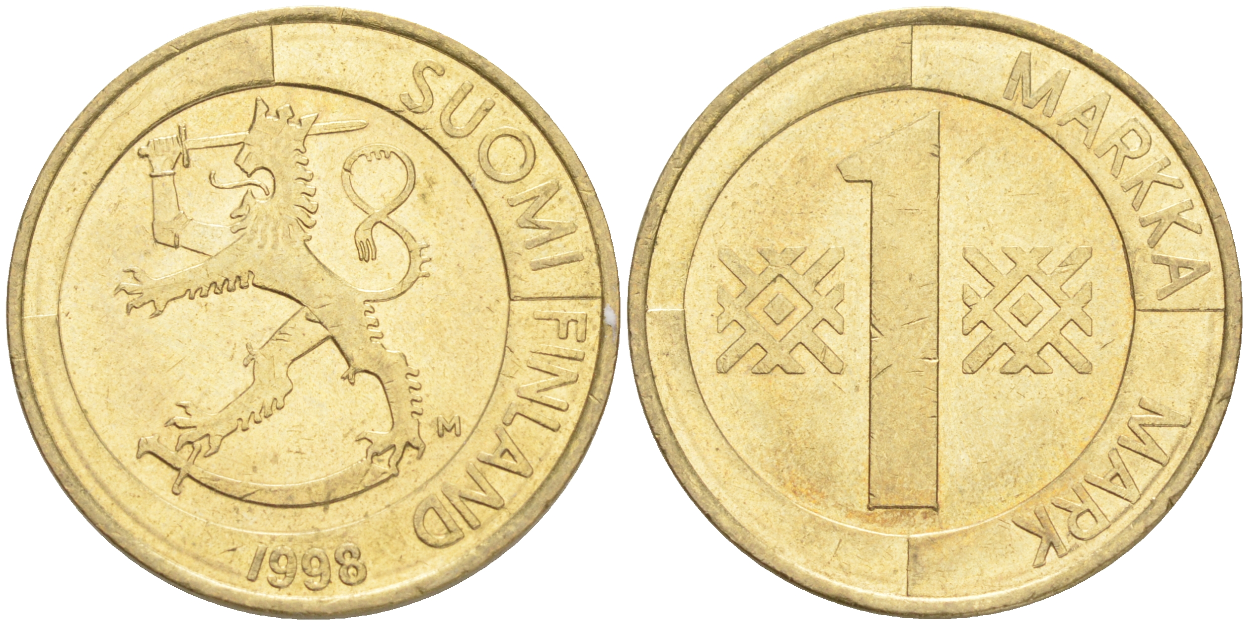ФИНЛЯНДИЯ 1 МАРКА 1998 M KM 76 алюминиевая бронза 4556-721