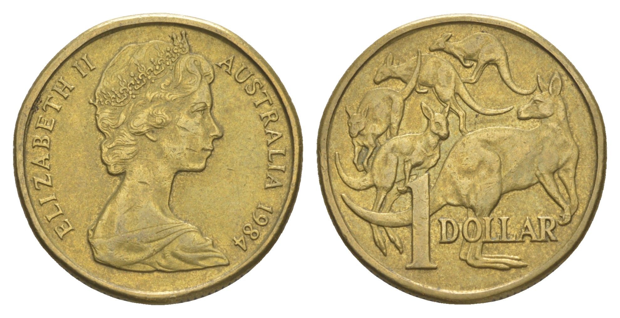 Австралия 1 доллар 1984 Елизавета II (1952-2022), кенгуру KM 77 алюминиевая бронза 4652-212