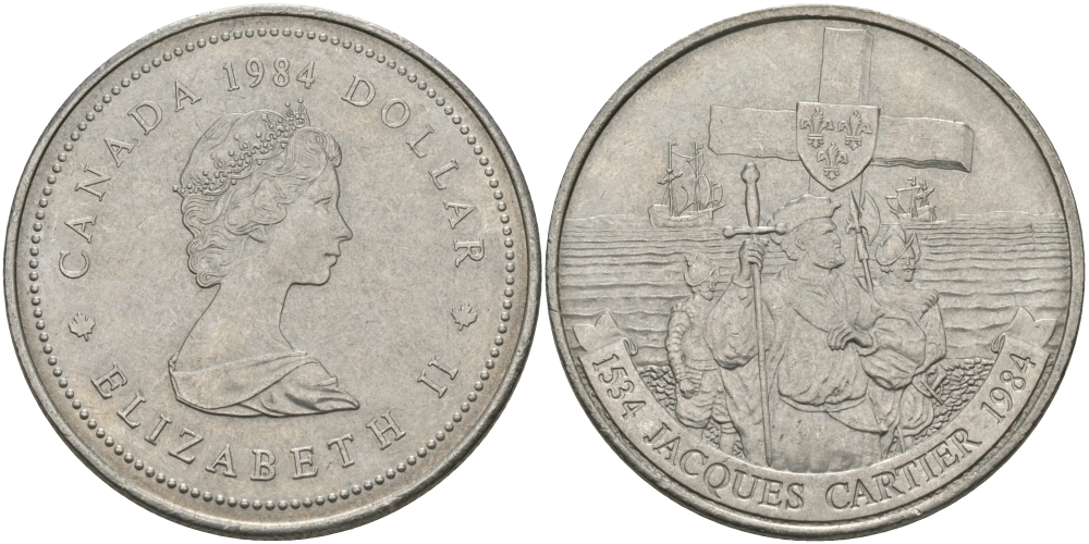 Канада 1 доллар 1984 Жак Картье KM 141 никель UNC 97-216
