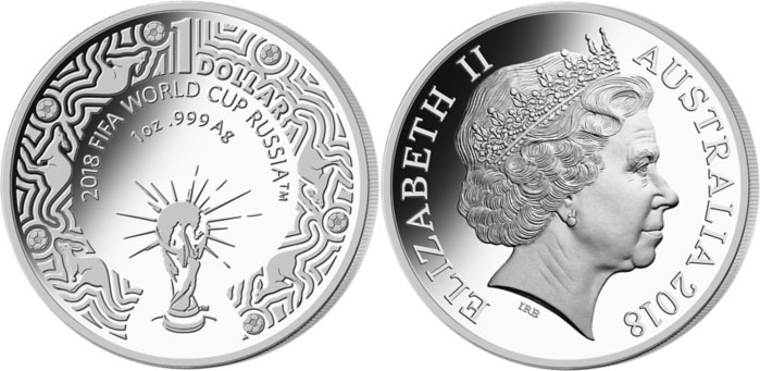 Австралия 1 доллар 2018 чемпионат мира по футболу в России KM NEW серебро PROOF 11-091-34