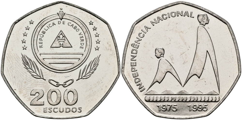 Кабо-Верде 200 эскудо 1995 20 лет независимости KM 35 медно-никель UNC 3333-945