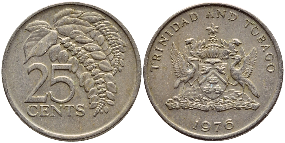 Тринидад и Тобаго 25 центов 1976 цветок дикая пуансеттия KM 28 медно-никель 4396-713