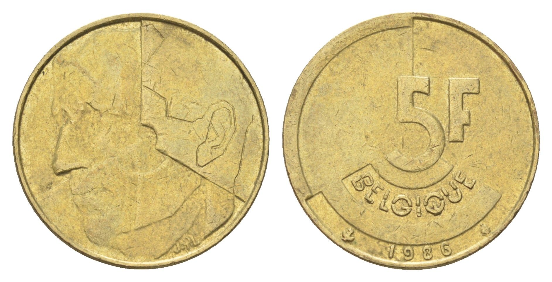 Бельгия 5 франков 1986 Belgique, Бодуэн I (1951-1993) KM 163 медь алюминий никель 4706-157