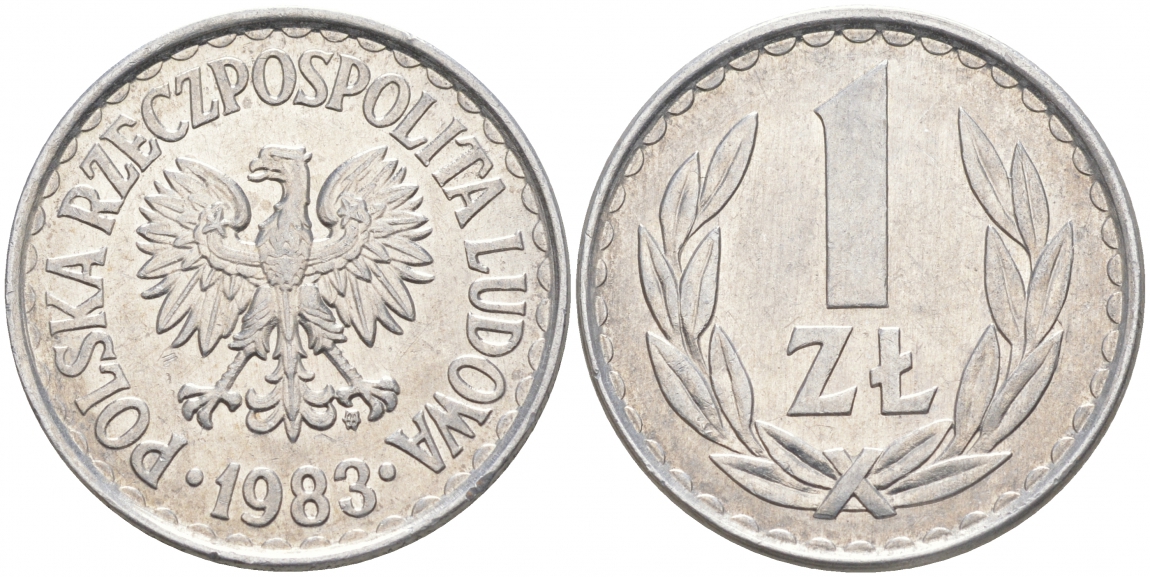 ПОЛЬША 1 ЗЛОТЫЙ 1983 MW KM 49.1 алюминий 68-433